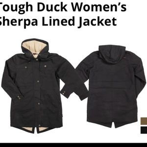 COPY - Tough Duck black Sherpa lined coat. Womens size medium.
